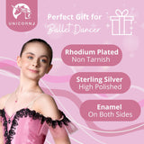 Ballet Dancer Pendant Necklace in Sterling Silver and Enamel