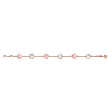 14K Rose Gold Bracelet Flower Shape Cabochon Pink Opal and Mother of Pearl Italy 7"