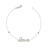 UNICORNJ Adult Tweens Teens 14k White Gold Cubic Zirconia Pave Love Bracelet 7" Italy