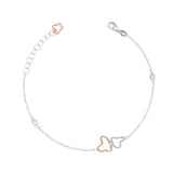 14K White and Rose or Yellow Gold Interlocking Butterfly Bracelet with Bezel Set CZ Accents