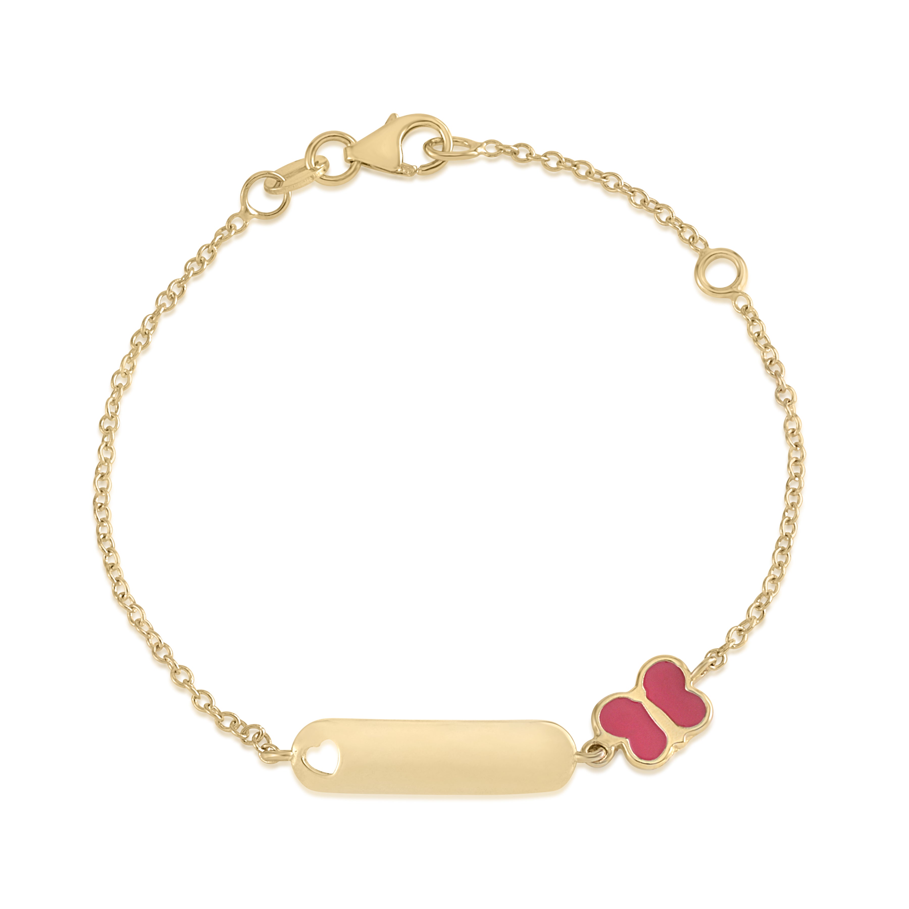UNICORNJ 14K Yellow Gold Childrens ID Bracelet with Butterfly
