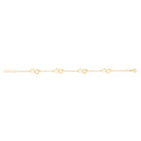 14K Yellow Gold Asymmetrical Hearts Bracelet Polished Open Linked Italy 7"