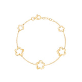 14K Yellow Gold Flower Bracelet Polished Open Small Large in Line Italy 7"