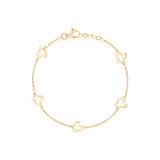 14K Yellow Gold Butterfly Bracelet Polished Open Small in Line Italy 7"