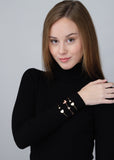 14K Rose Gold Butterfly Bracelet with Pink Mother of Pearl and Simulated Diamonds Italy 7"