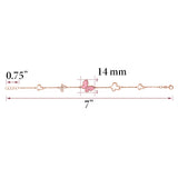 14K Rose Gold Butterfly Bracelet with Pink Mother of Pearl and Simulated Diamonds Italy 7"