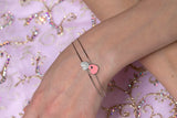 Heart Pave Bangle Bracelet in 14k White Gold with CZ Pave