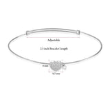 Heart Pave Bangle Bracelet in 14k White Gold with CZ Pave