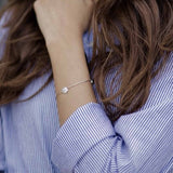Heart Pave Bangle Bracelet in 14k White Gold with CZ Pave