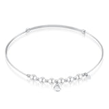 Heart Pearl Bangle Bracelet in 14k White Gold