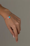 UNICORNJ 14K White Gold Bracelet with Light Pink or Light Blue Enamel Sliding Heart Accent 7.5" Italy