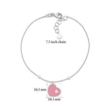 UNICORNJ 14K White Gold Bracelet with Light Pink or Light Blue Enamel Sliding Heart Accent 7.5" Italy