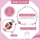 UNICORNJ Sterling Silver 925 Childrens Bracelet with Enamel Charm Italy