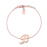 Initial Bracelet in Rose Gold Plated Sterling Silver with CZ Letters R