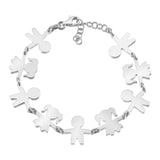Sterling Silver Rose Gold Plate High Polished Girls Boys Holding Hands Silhouette Figure Bracelet 8"