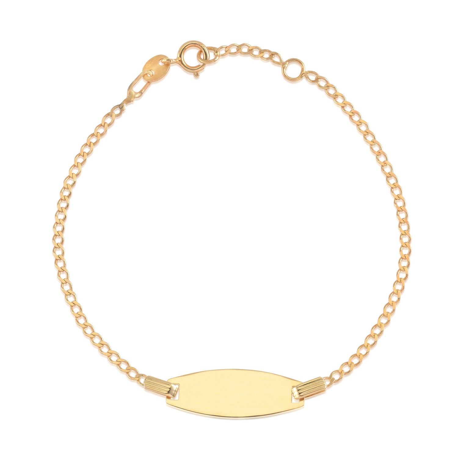 14k Gold ID Bracelet Engravable Girls Boys Kids Baby Curb Chain Made in Italy