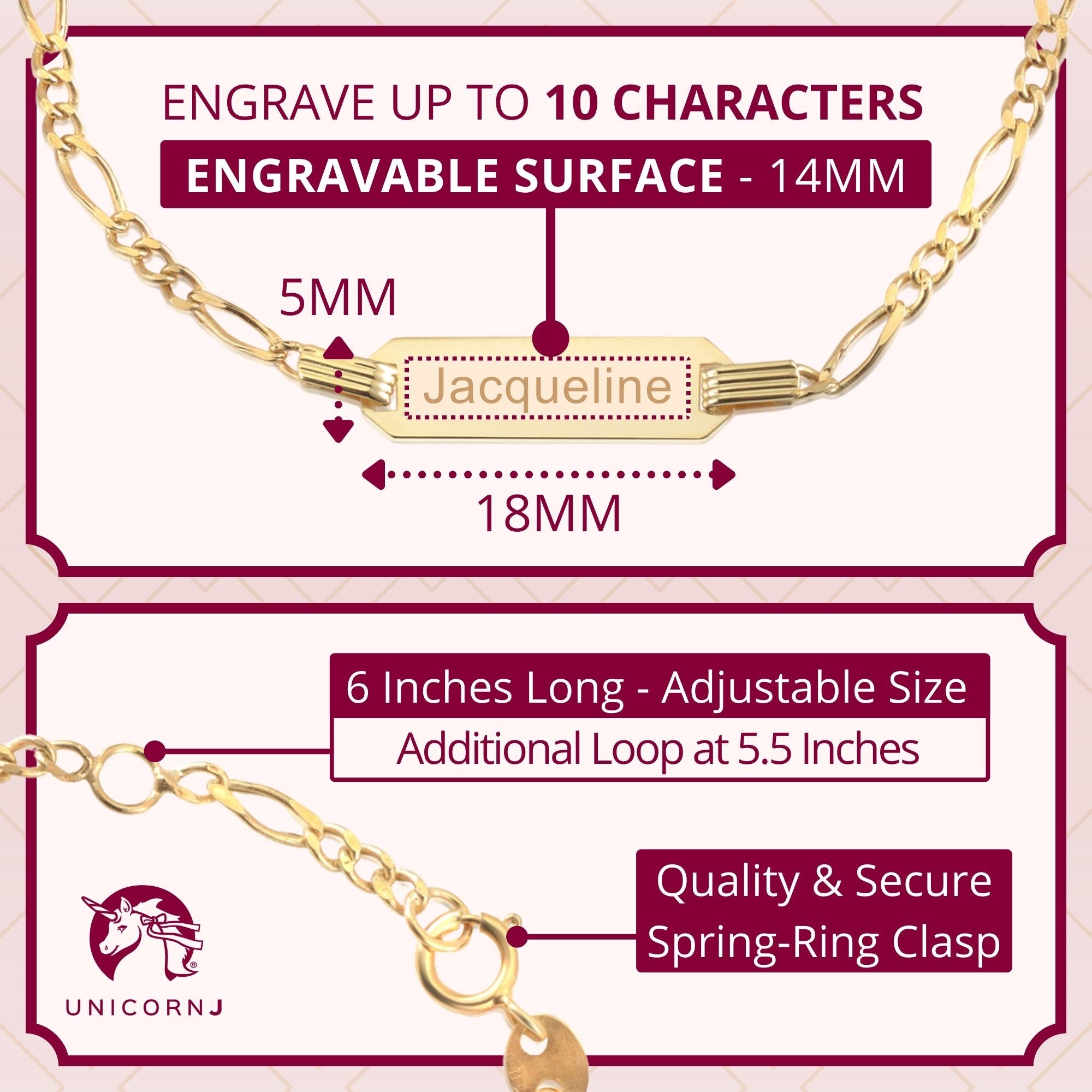 Classic Baby/Children's Engraved ID Bracelet for Girls - 14K Rose Gold