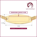 Unicornj 14K Yellow Gold ID Bracelet Boys Girls Bead Accent Curb Chain 5.5" Italy Bowed