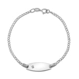 UNICORNJ Kids 14K Gold Bowed ID Bracelet Curb Chain 5.5" with Diamond Accent 0.01 ct Italy
