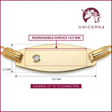 UNICORNJ Kids 14K Gold Bowed ID Bracelet Curb Chain 5.5" with Diamond Accent 0.01 ct Italy