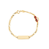 Kids ID Bracelet 14K Yellow Gold for Boys Figaro Chain Car Italy UNICORNJ 5.5"