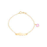 14k Gold ID Bracelet Engravable Girls Boys Kids Baby Gold Heart Charm Curb Chain Made in Italy