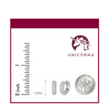 UNICORNJ 14K White Gold Wide Round Hoop Huggie Earrings with Pave CZ's 12mm Italy