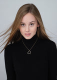 14K Yellow or Rose Gold Beaded Sideways Heart Outline Dangle Earrings on Leverback