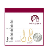 14K Yellow or Rose Gold Beaded Sideways Heart Outline Dangle Earrings on Leverback