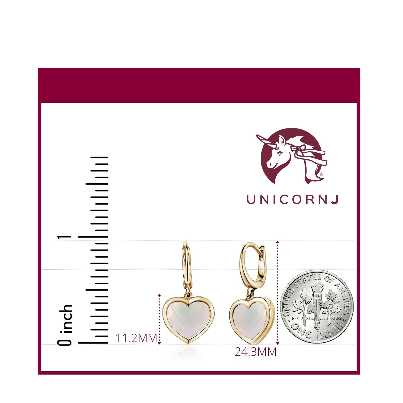 14K Yellow Gold Heart Leverback Earrings Mother of Pearl or Pink for Girls and Women Italy