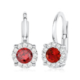 14K Yellow and White Gold Simulated Gemstone Halo Leverback Earrings