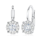 14K Yellow and White Gold Simulated Gemstone Halo Leverback Earrings