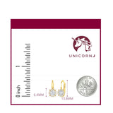 14K Yellow and White Gold Simulated Gemstone Halo Leverback Earrings