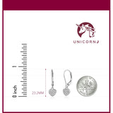 UNICORNJ Children's Tweens Sterling Silver 925 Cubic Zirconia Dangle Leverback Earrings Italy