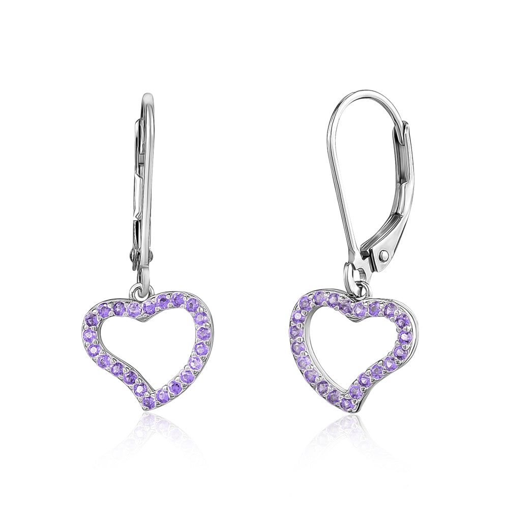 Heart Earrings Unicornj Sterling Silver 925 Tilted Heart Outline