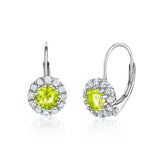 Sterling Silver Leverback Halo Earrings with Simulated Birthstones