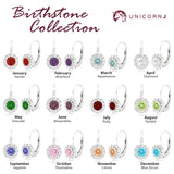 Sterling Silver Leverback Halo Earrings with Simulated Birthstones