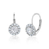 Sterling Silver Leverback Halo Earrings with Simulated Birthstones