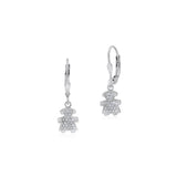 UNICORNJ Sterling Silver 925 Cute Girl Silhouette Charm Dangle Leverback Earrings with Pave or Pink CZ Italy