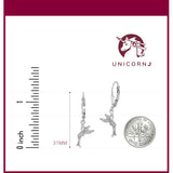 UNICORNJ Sterling Silver 925 Dark Pink Fairy Dangle Leverback Earrings with Pave CZ Italy