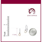 Sterling Silver 925 Cultured Pearl Button Leverback Earrings with Cubic Zirconia 6mm Italy