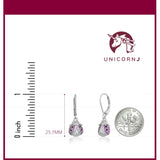 Sterling Silver 925 Large Ladybug Dangle Leverback Earrings with Pave Cubic Zirconia Italy
