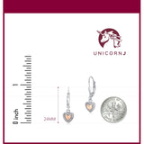 Sterling Silver 925 Heart in Heart Dangle Leverback Earrings with Pave Cubic Zirconia Italy