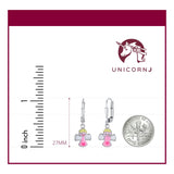 Childrens Sterling Silver 925 Cute Guardian Angel Earrings Leverback Dangle with Enamel