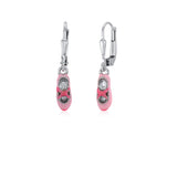 Childrens Sterling Silver 925 Ballet Slippers Earrings Leverback Dangle with Pink Enamel