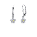 Childrens Sterling Silver 925 Flower Earrings Leverback Dangle