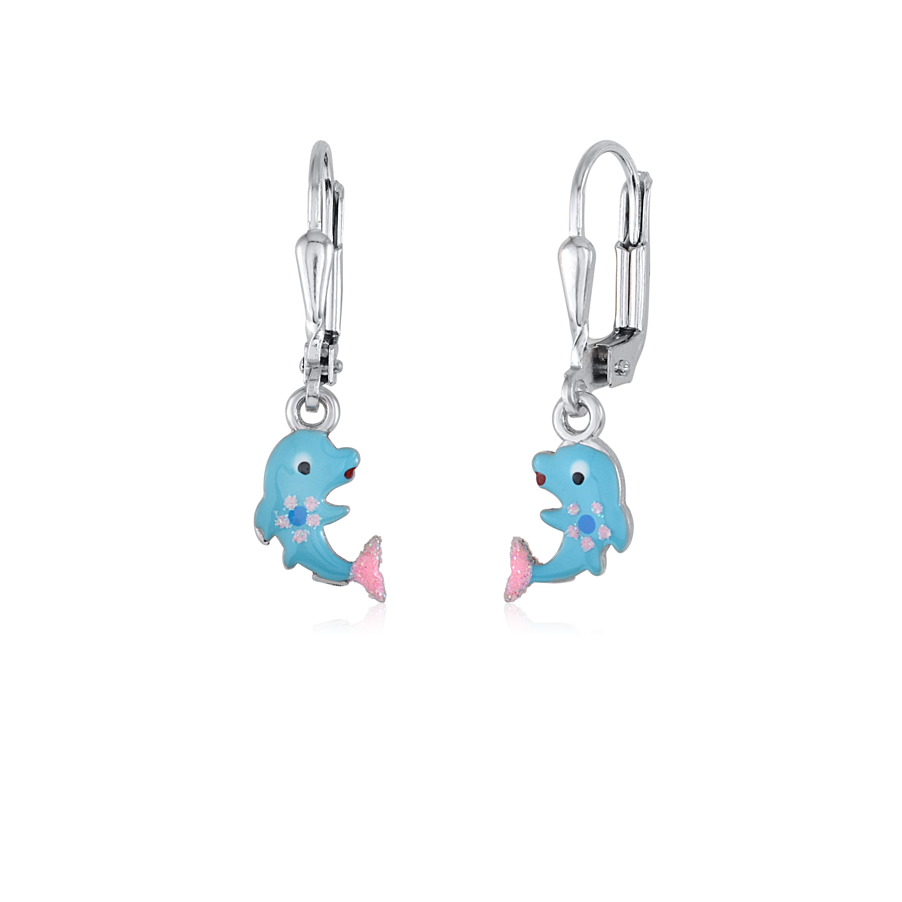 925 Sterling Silver Turquoise Dolphin Stud Earrings - Ocean-Themed Post Earrings, USA Made