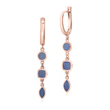 UNICORNJ Sterling Silver Rose Gold Plated Leverback Earrings 3 Tier Dangle with Simulated Stones
