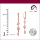 UNICORNJ Sterling Silver Rose Gold Plated Leverback Earrings 3 Tier Dangle with Simulated Stones