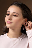 UNICORNJ Sterling Silver Rose Gold Plated Heart Leverback Earrings Long Dangle Drop with Simulated Stone